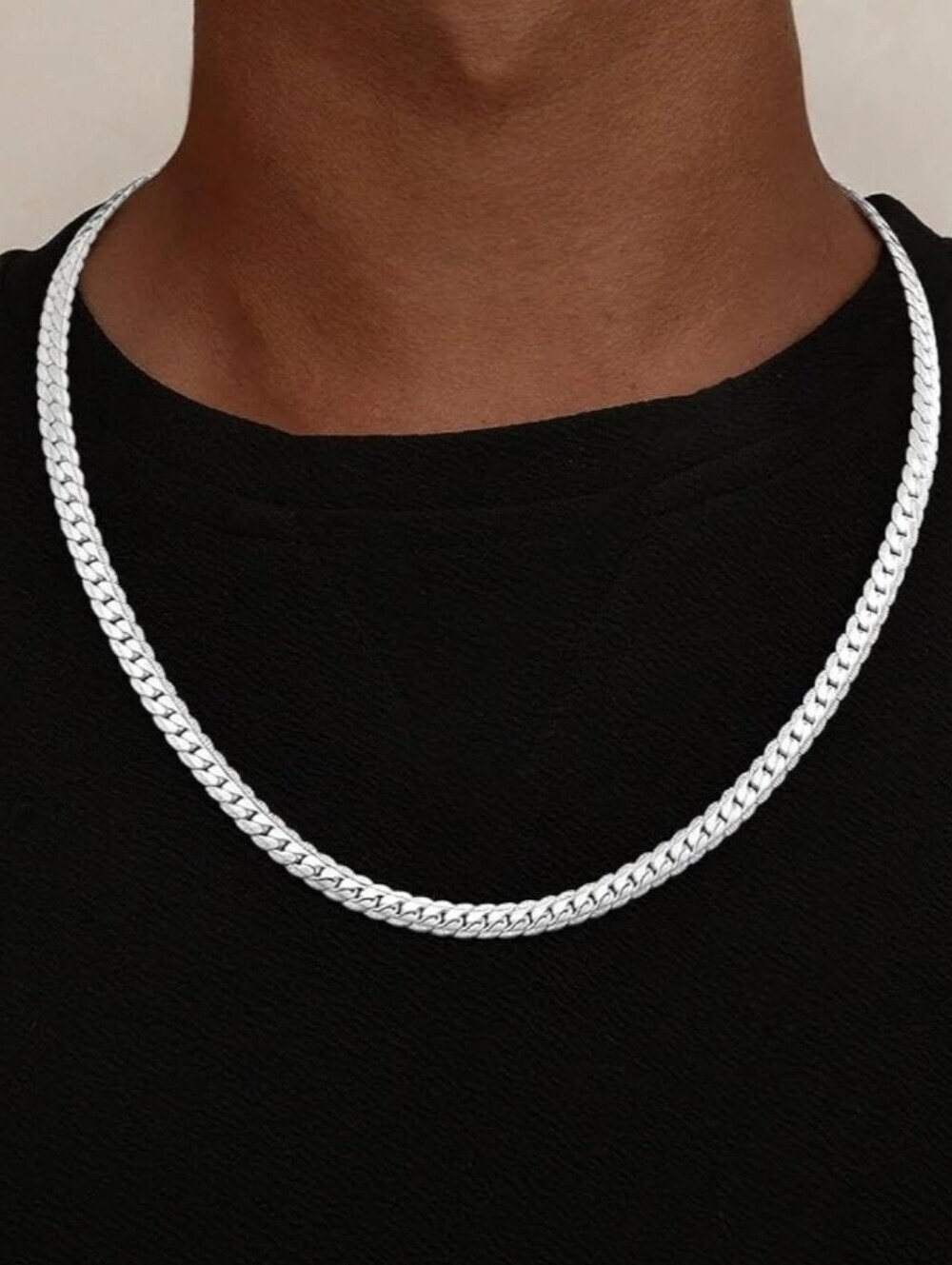 Classic Men's Silver Cuban Link Chain Necklace